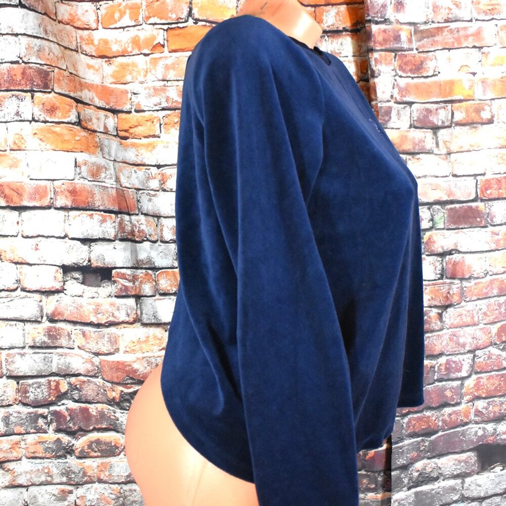 Victorias Secret Medium Crushed Velvet Sweater Open Back Navy Blue Pullover - Picture 5 of 10
